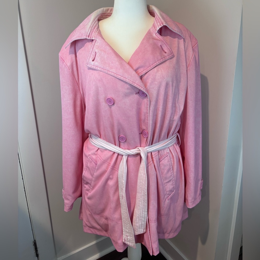 White Stag Women’s Plus 3X Pink Jacket / Coat – Belted • Floral Liner